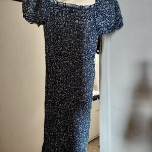 Floral Blue Off-Shoulder Dress